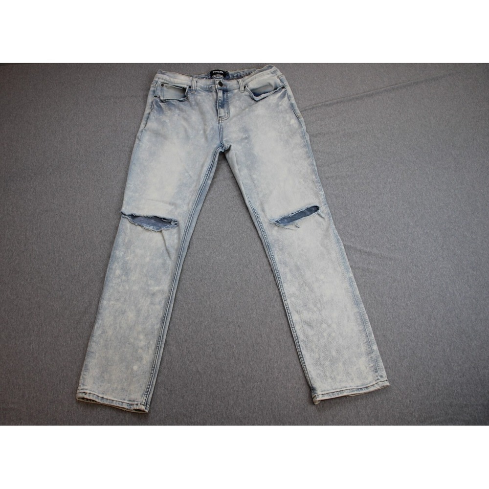 RSQ Jeans Mens 34 X 32 Blue Cotton Blend Stretch Slim Fit Straight Leg